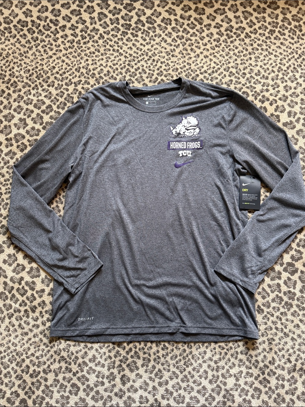 Nike Men’s Gray Long Sleeve Dri-FIT TCU Horned Frogs Tee